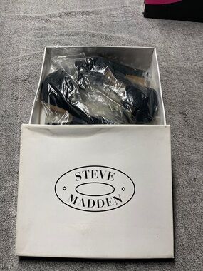 Steve Madden Black Suede Peep-Toe Heels